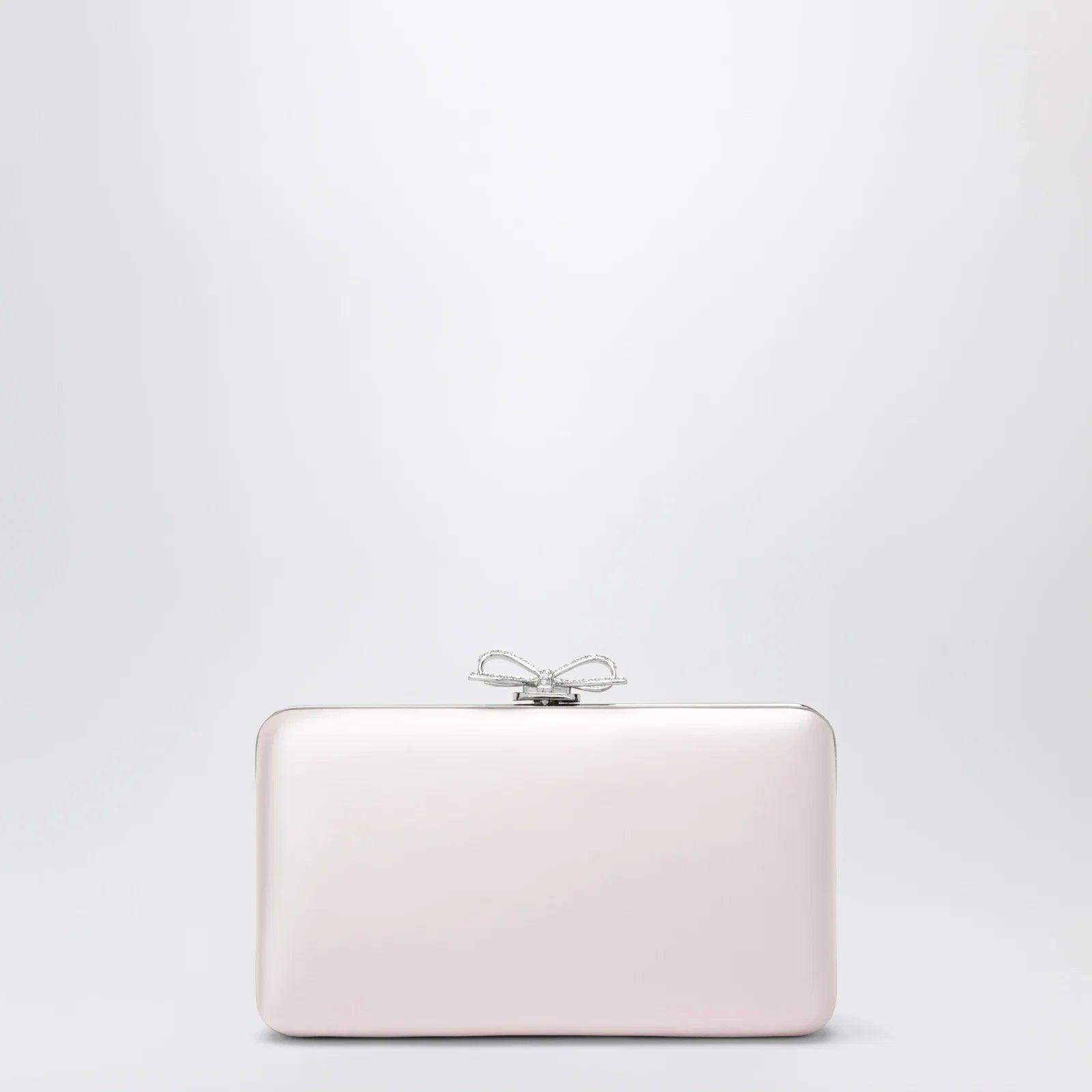 Self-Portrait SELF PORTRAIT Satin clutch with crystal bow in pink