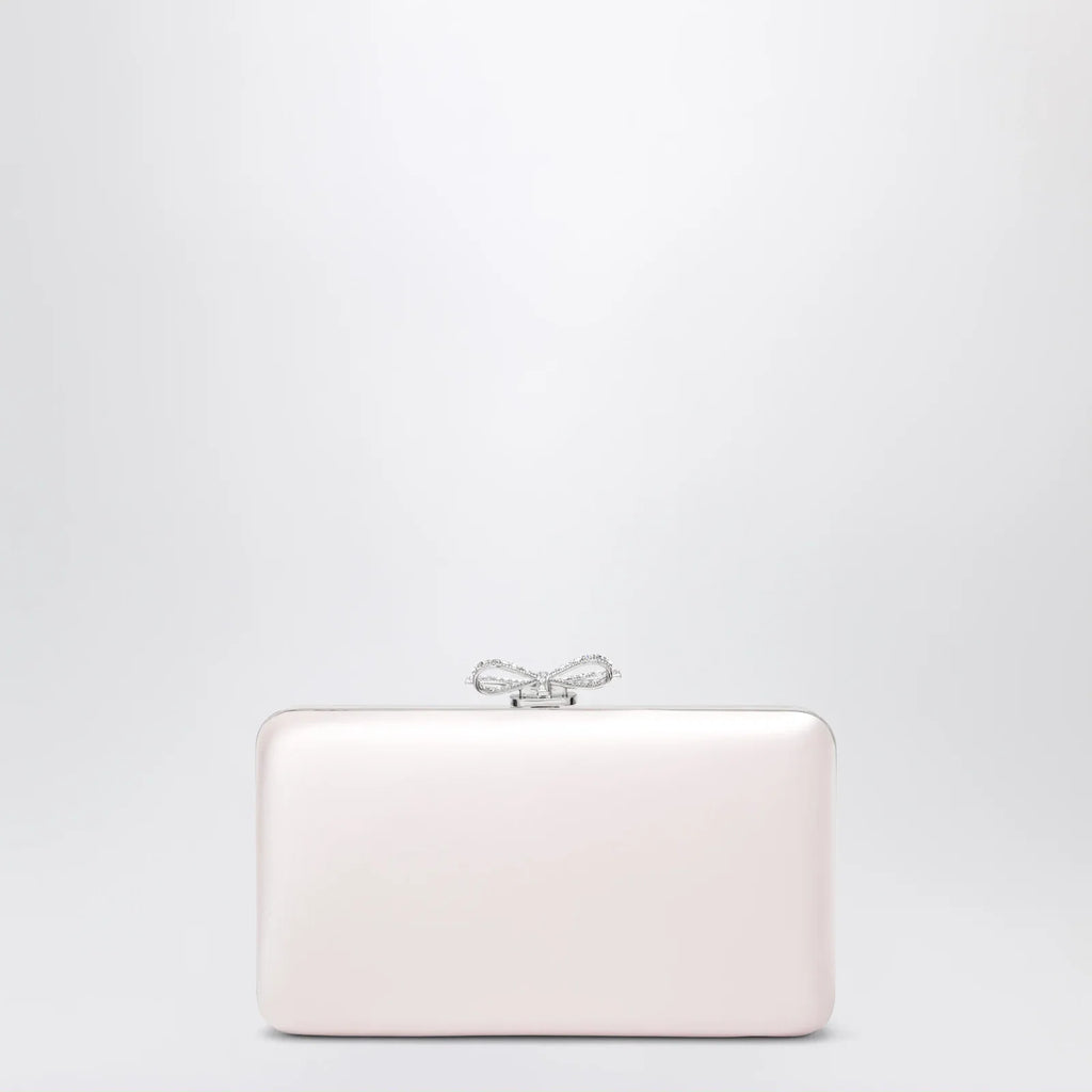 Self-Portrait SELF PORTRAIT Satin clutch with crystal bow in pink