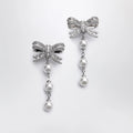 Self-Portrait SELF PORTRAIT Crystal bow and pearl drop earrings in silver