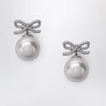 Self-Portrait SELF PORTRAIT Crystal bow and back pearl earrings in silver