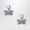 Self-Portrait SELF PORTRAIT Heart drop earrings with crystal bow in silver