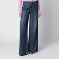 Self-Portrait SELF PORTRAIT Wide-leg denim jeans with rhinestone stripes in blue