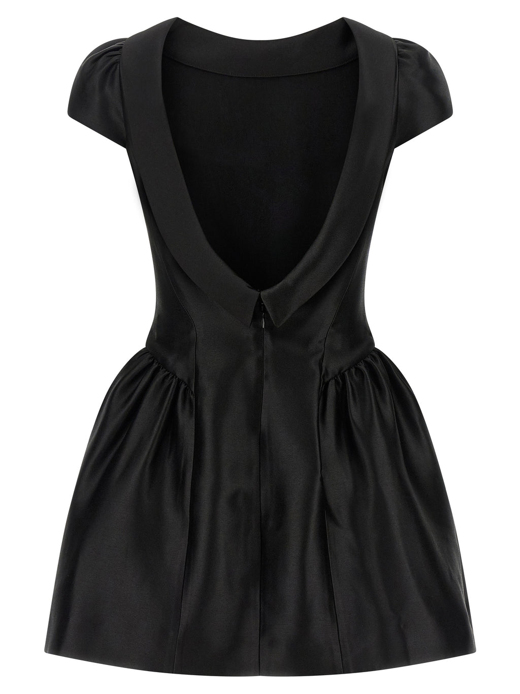 Self-Portrait Black Taffetà Collared Mini Dress