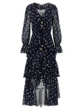 Self-Portrait Polka Dot Georgette Ruffle Maxi Dress