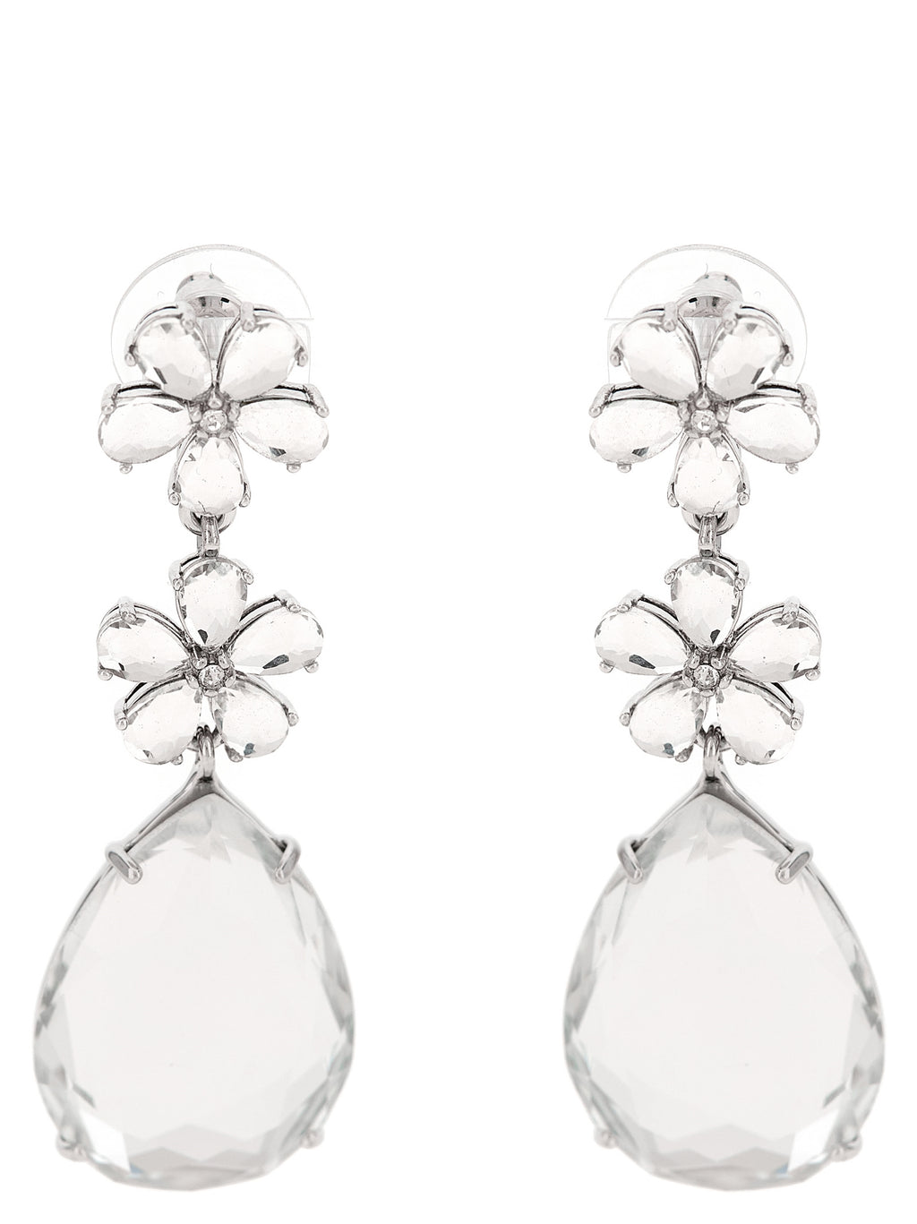 Self-Portrait Crystal Flower Tiered Earrings