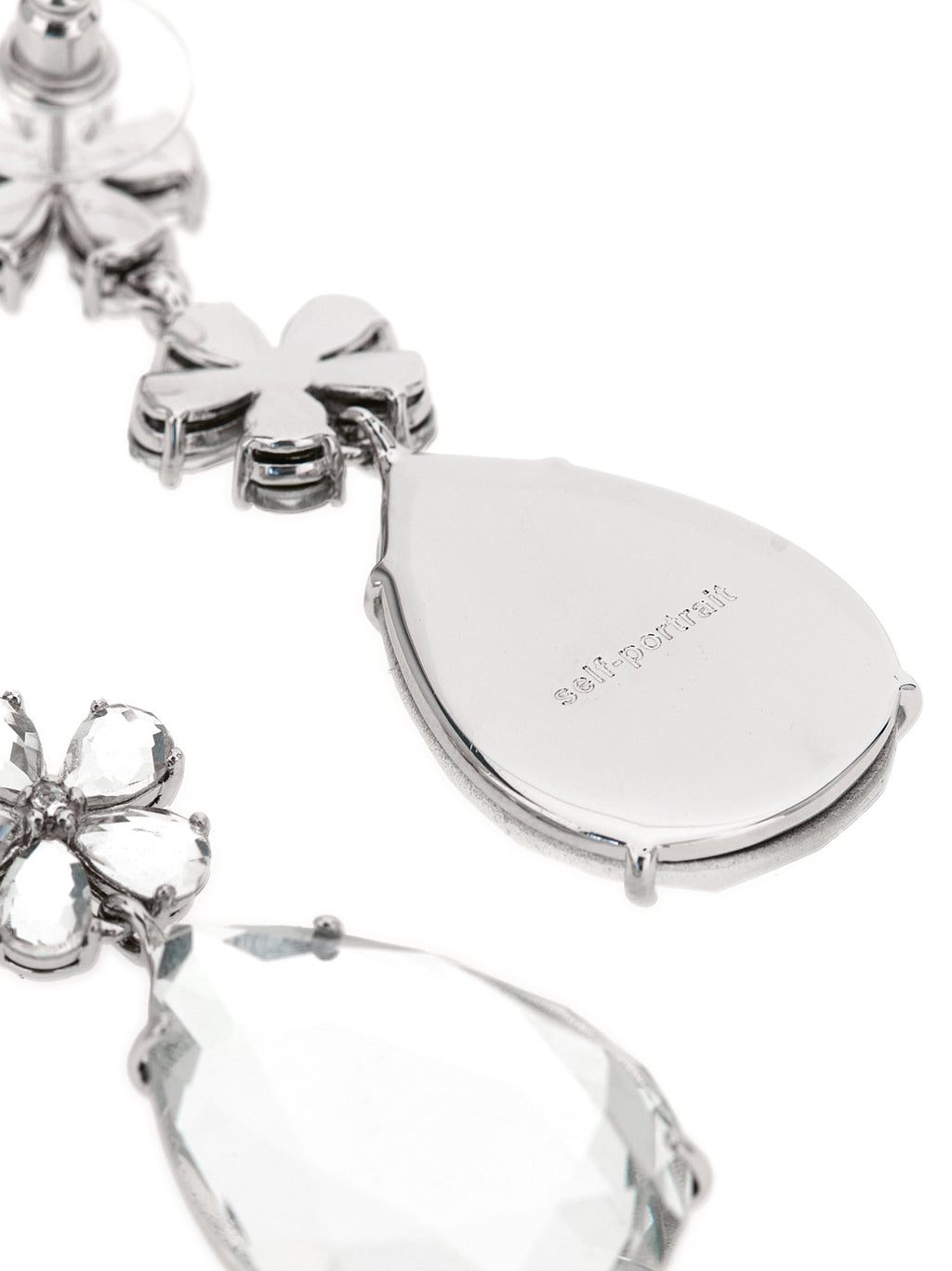 Self-Portrait Crystal Flower Tiered Earrings