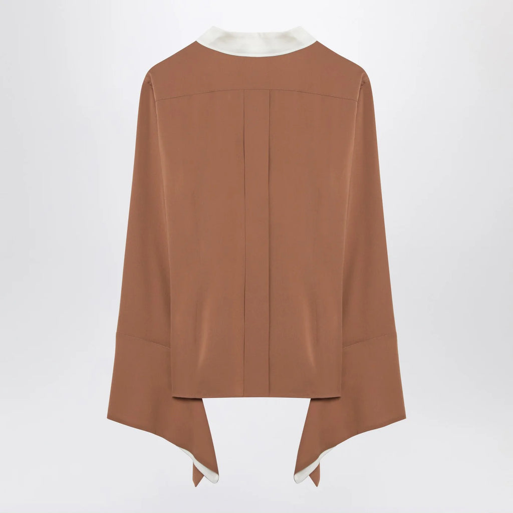 Max Mara Camel silk colour-block shirt