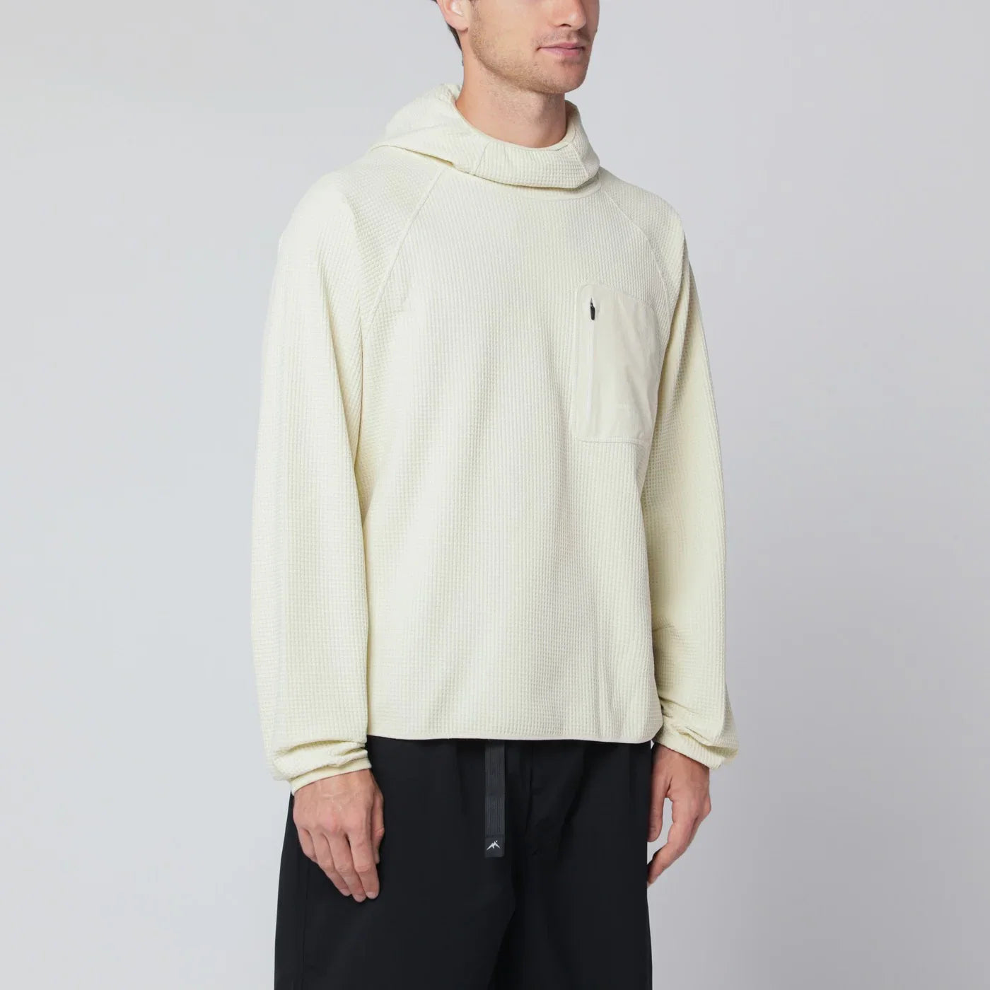 Purple Mountain Observatory Cream-colored sweatshirt with built-in balaclava