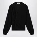 LEMAIRE Black asymmetric wool-blend cardigan