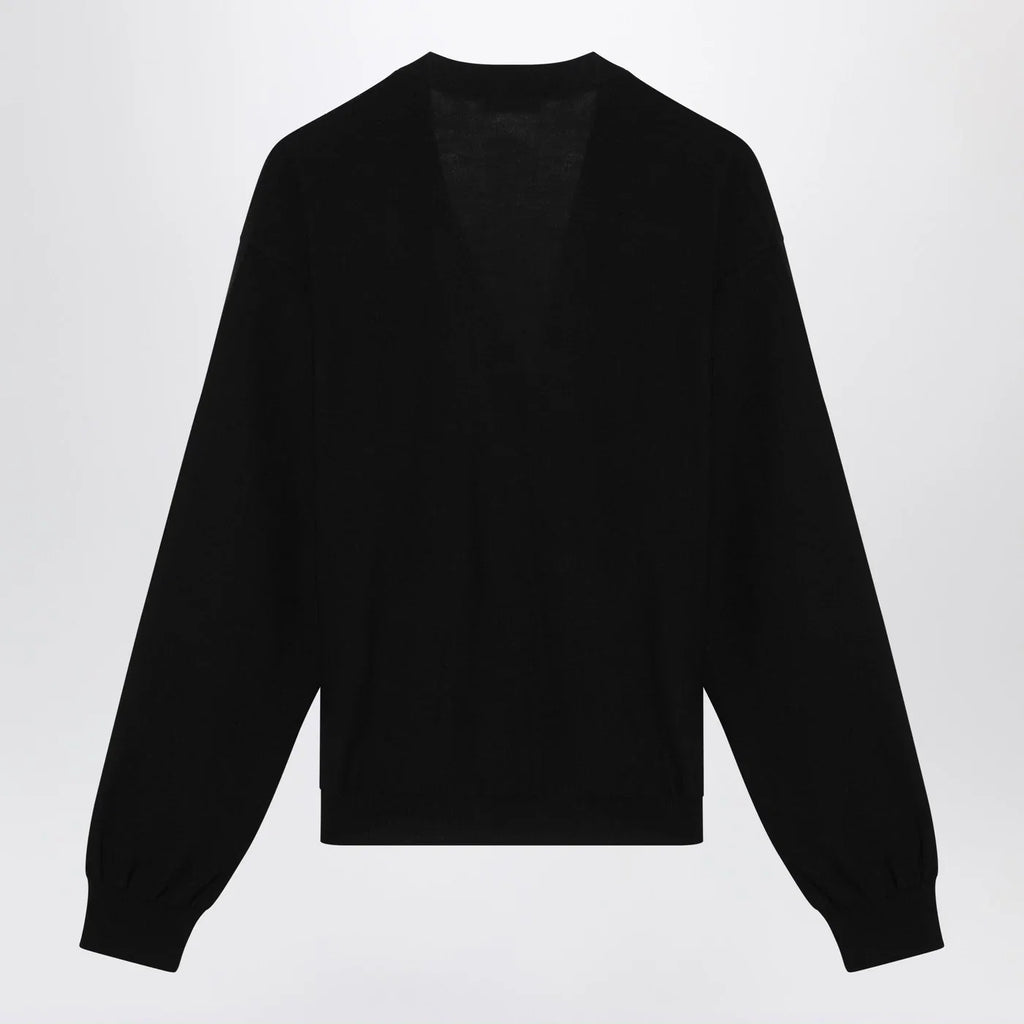 LEMAIRE Black asymmetric wool-blend cardigan