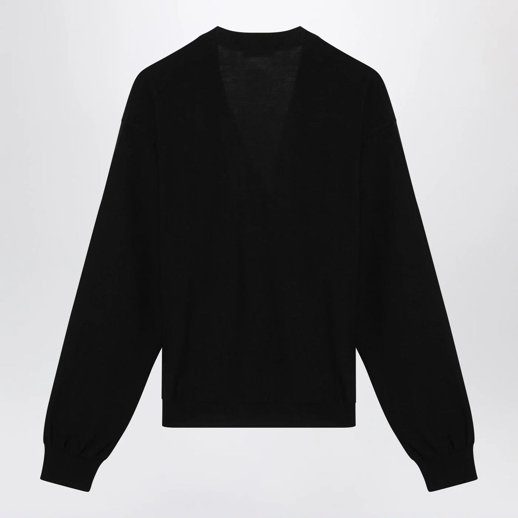 LEMAIRE Black asymmetric wool-blend cardigan