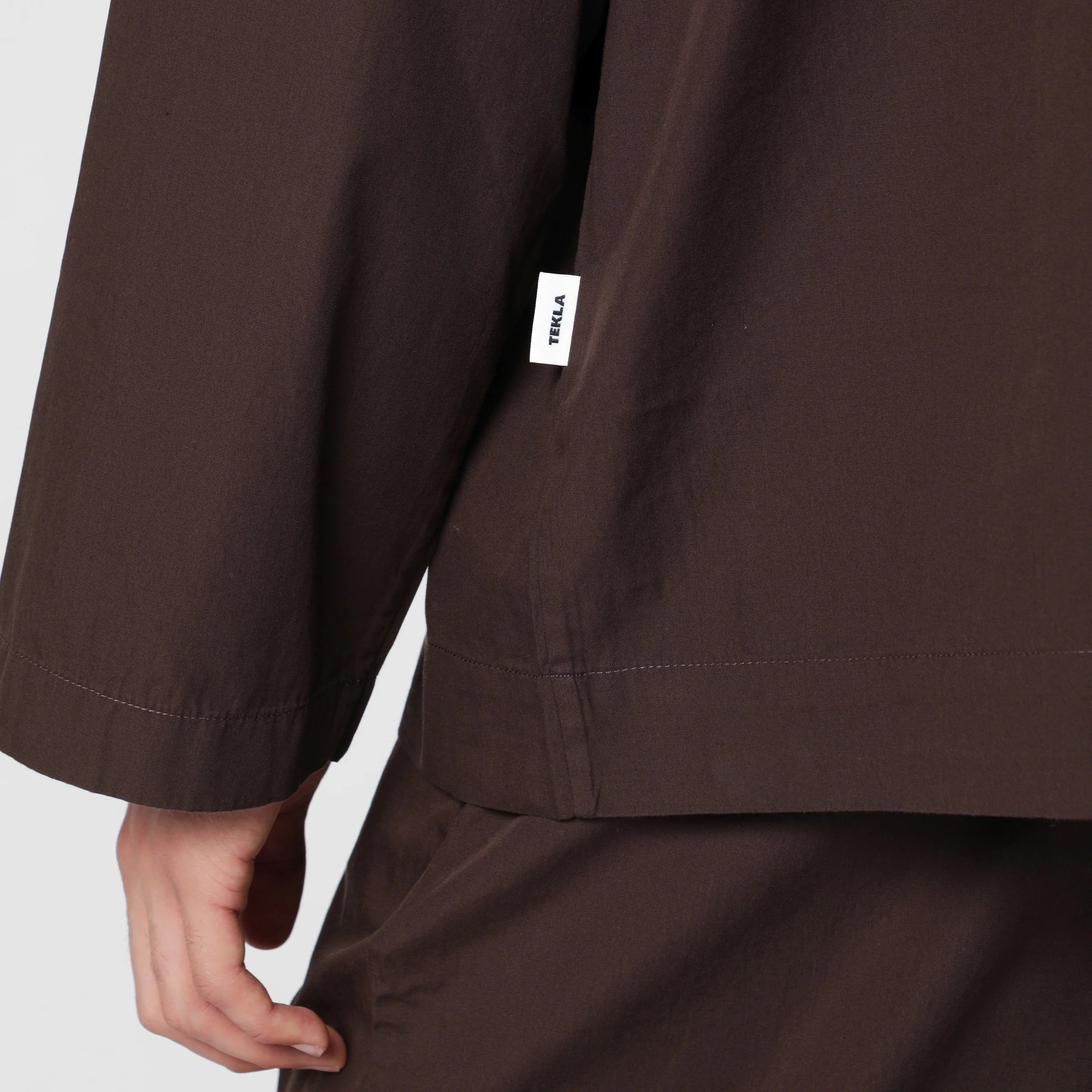 Tekla Brown cotton pajama shirt