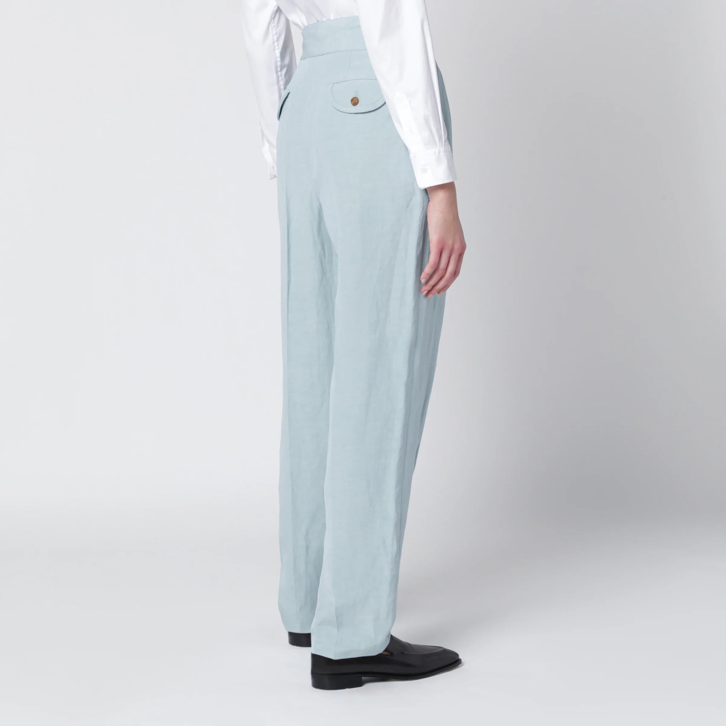 Blazé Milano Tomo light blue trousers in silk and linen