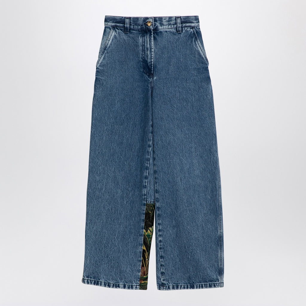 Palm Angels Baggy jeans with jungle insert