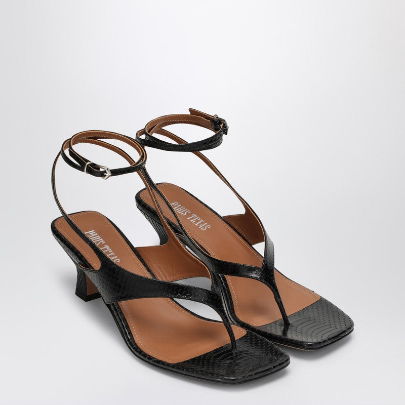 Paris Texas Portofino black leather thong mule