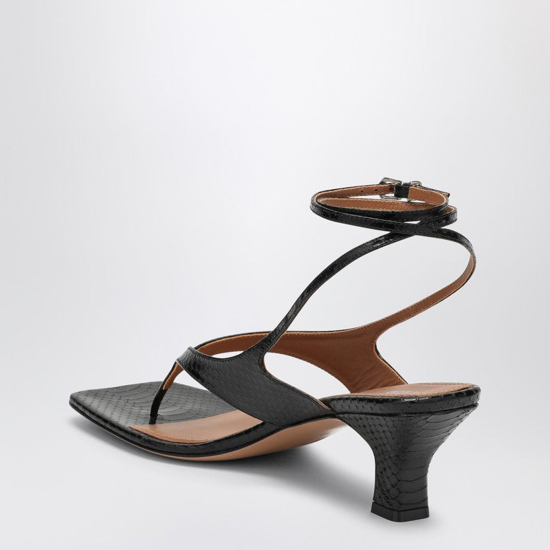 Paris Texas Portofino black leather thong mule