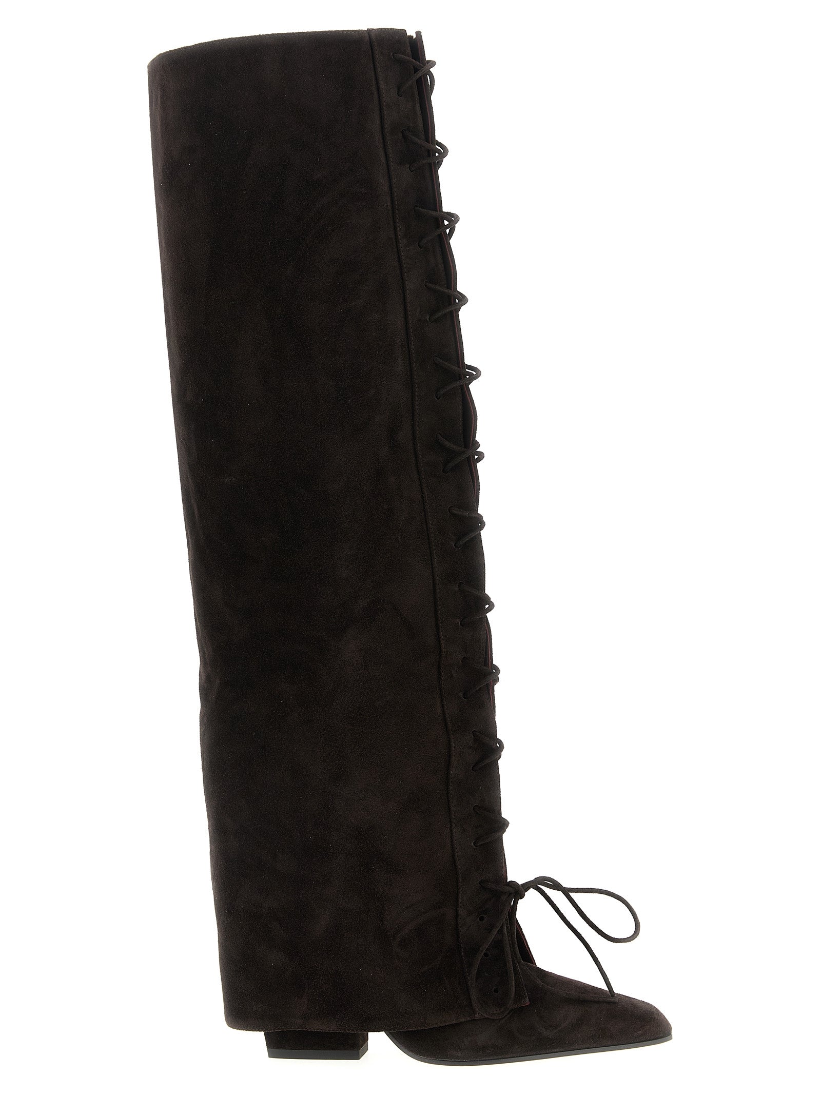 Paris Texas Jane Fold Over Lace Up Boots