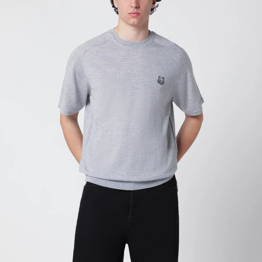Maison Kitsuné Grey mélange Fox Head wool sweater