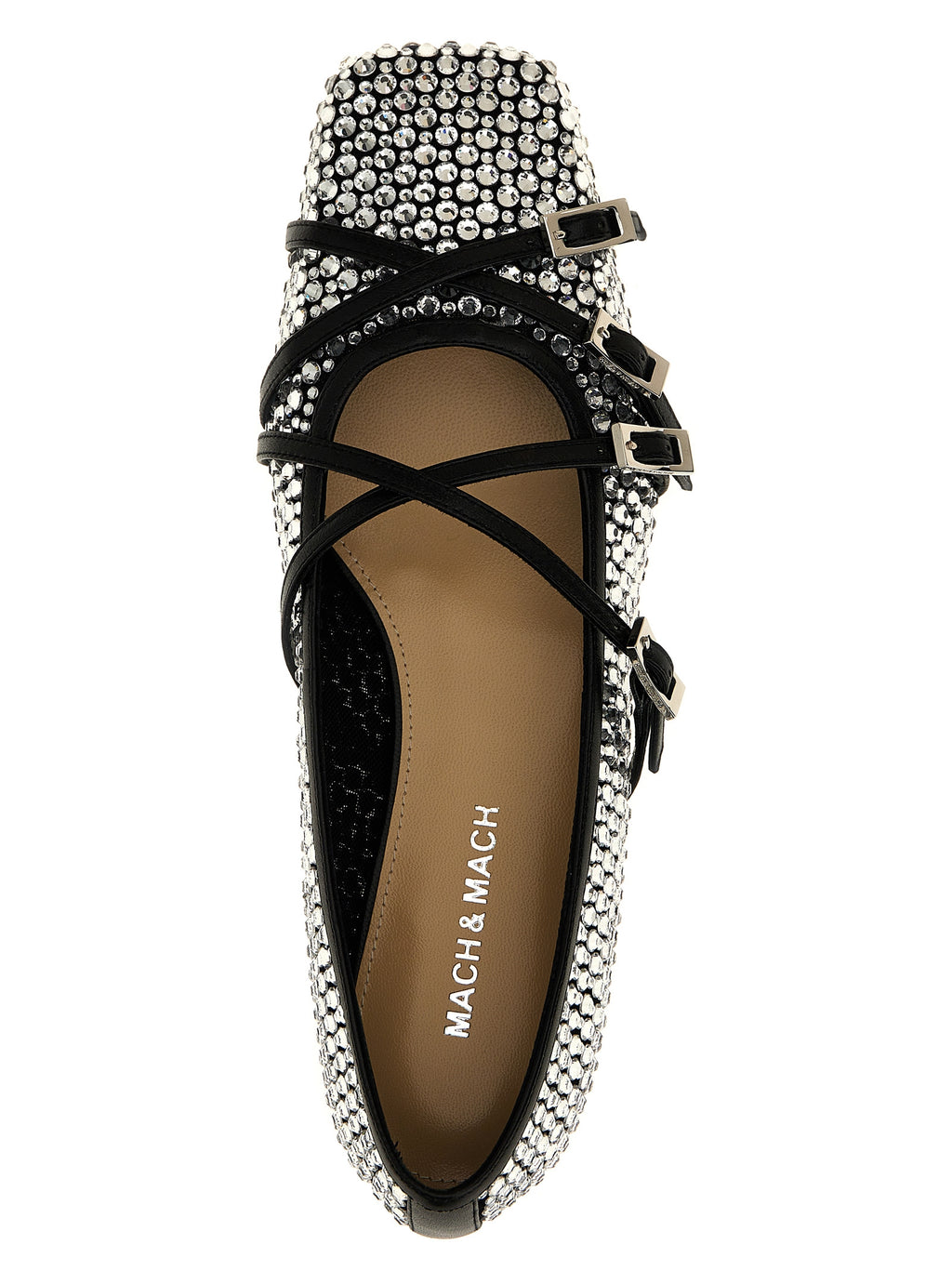 Mach & Mach Crystal Net Ballet Flats