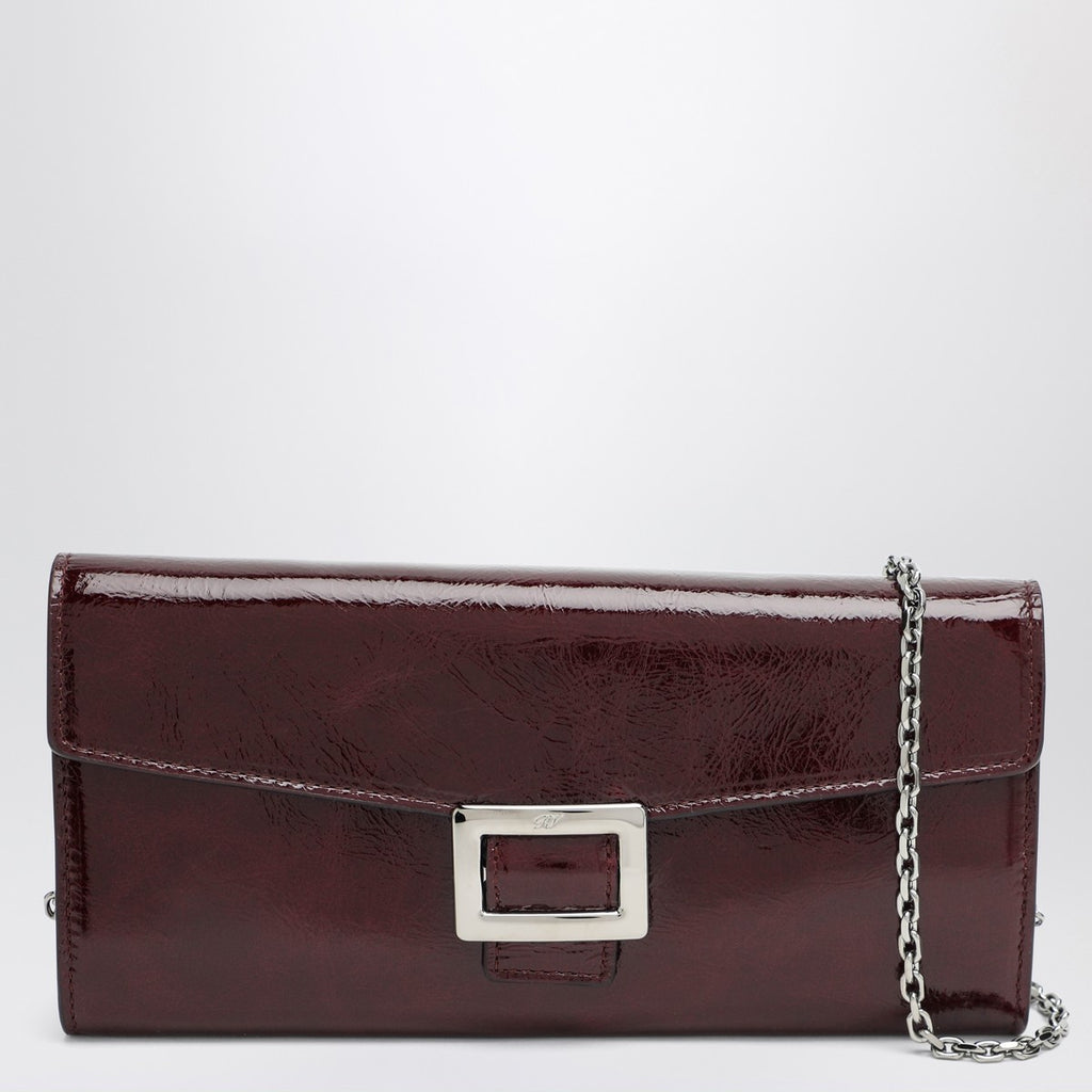 ROGER VIVIER Belle Vivier dark violet patent leather wallet with chain
