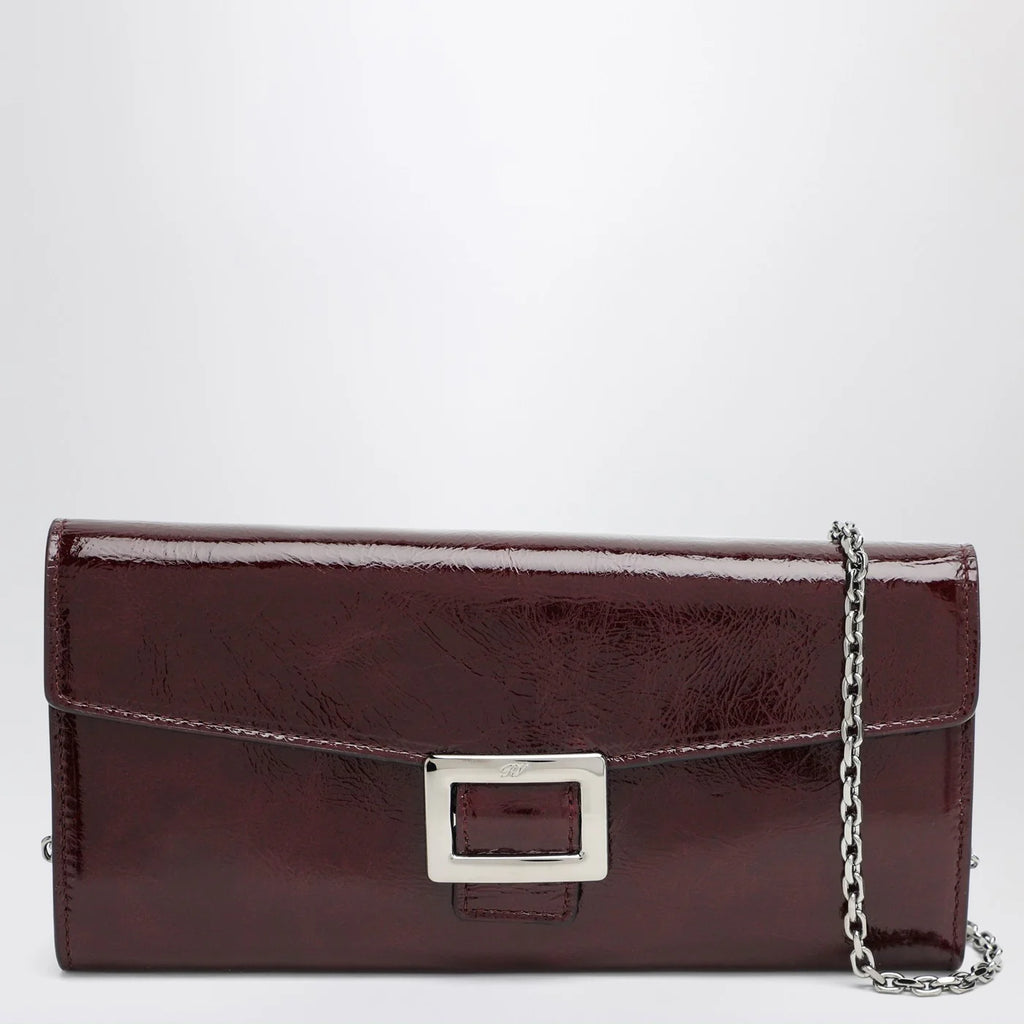 ROGER VIVIER Belle Vivier dark violet patent leather wallet with chain
