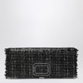 ROGER VIVIER Black Pilgrim clutch bag with micro sequins