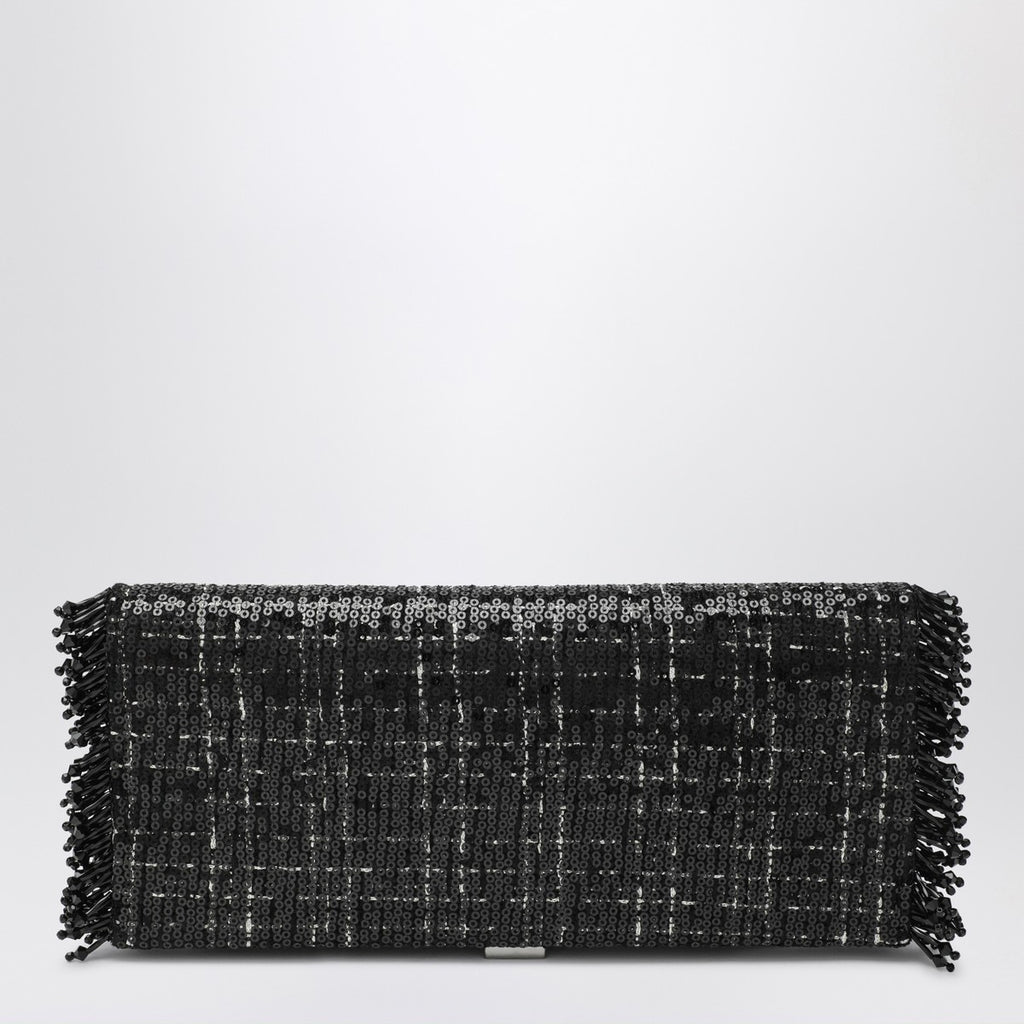 ROGER VIVIER Black Pilgrim clutch bag with micro sequins