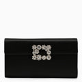 ROGER VIVIER Black satin clutch bag with buckle