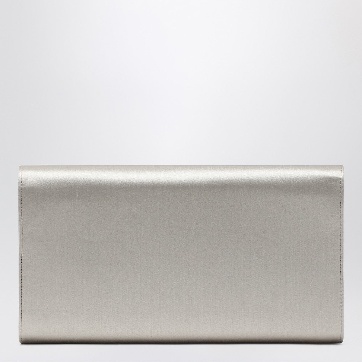 ROGER VIVIER Pearl grey satin clutch bag with buckle