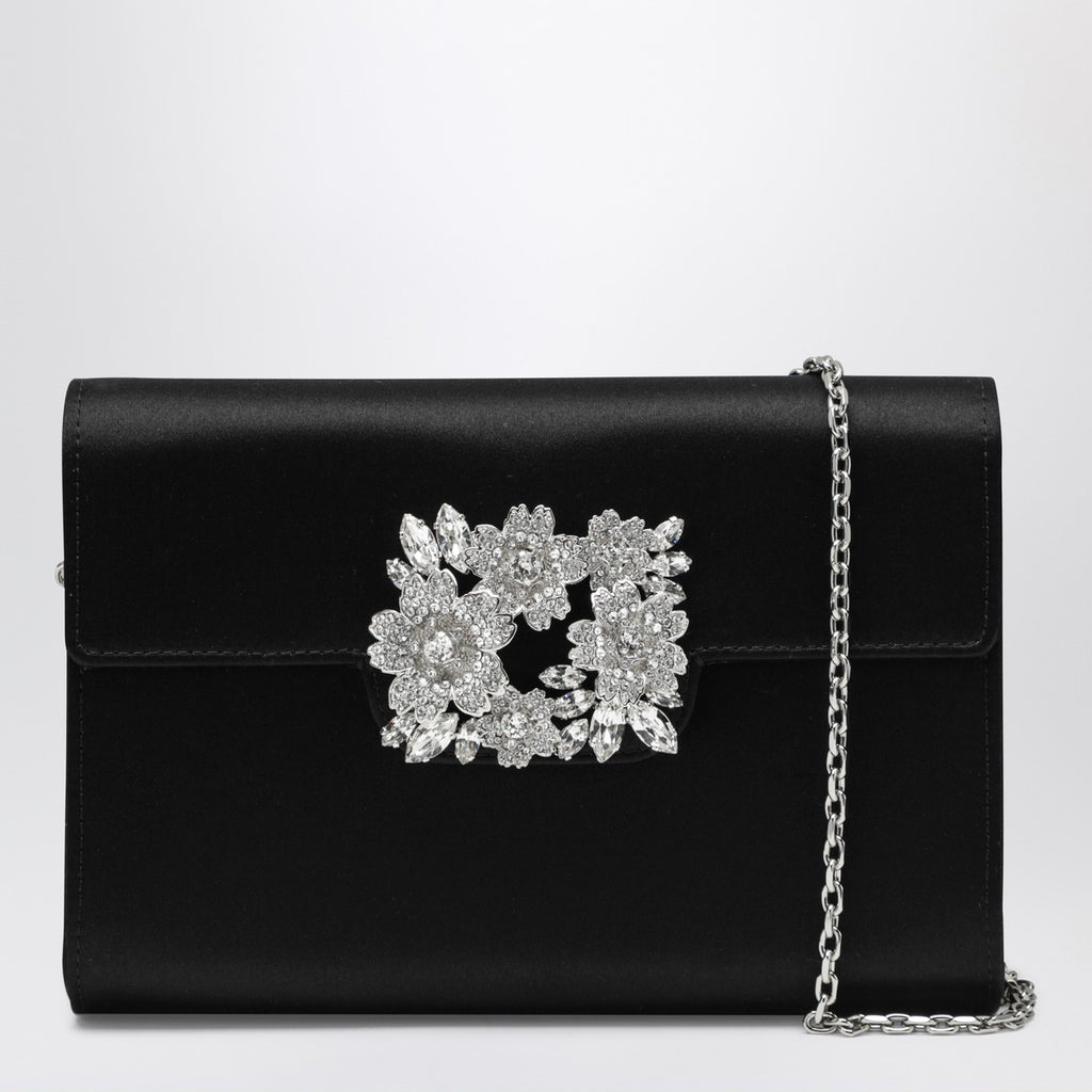 ROGER VIVIER Efflorescence Mini Clutch black in satin