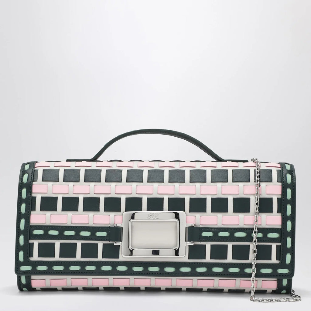 ROGER VIVIER Belle Vivier ice/pink/navy blue clutch bag
