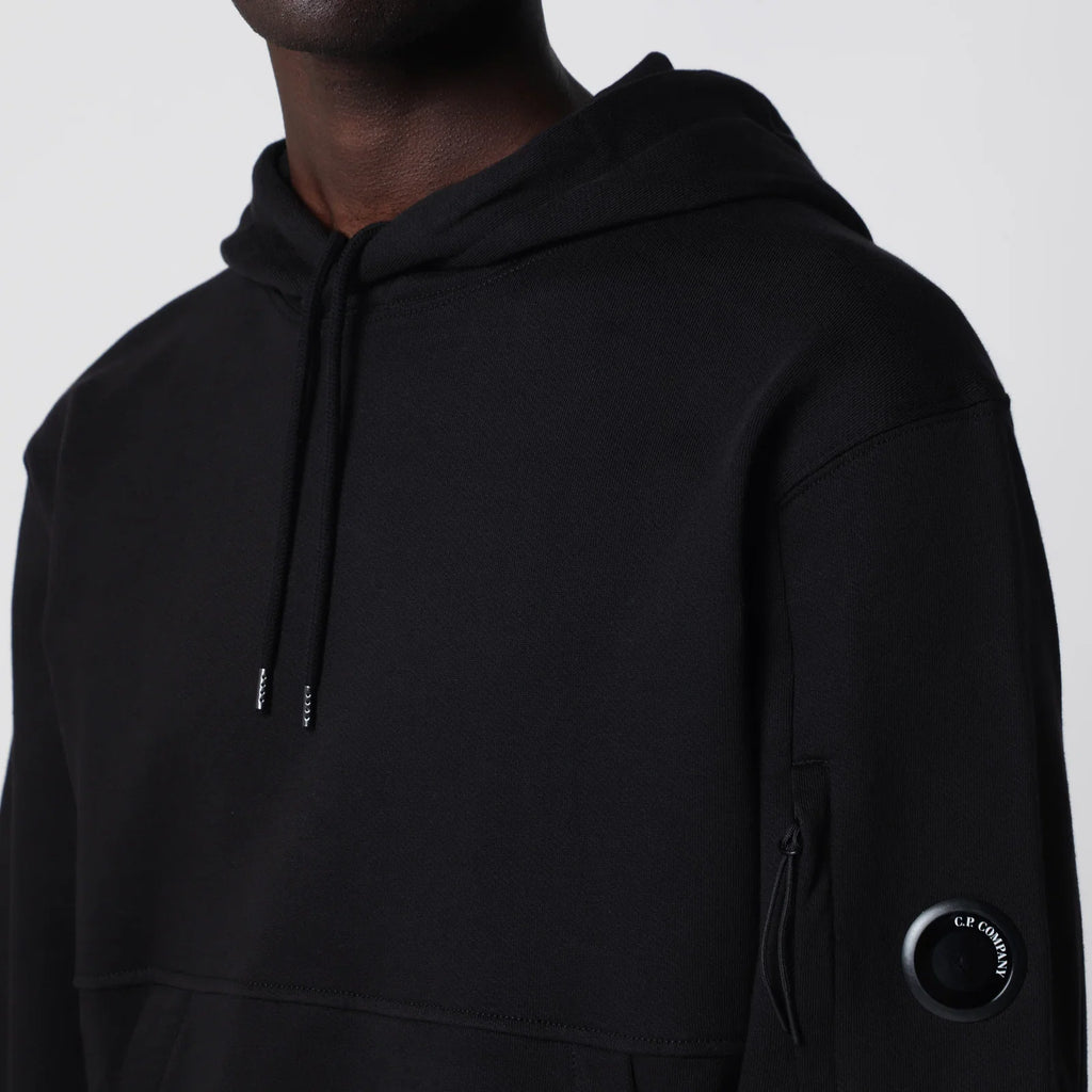 C.P. Company Diagonal-relief cotton fleece hoodie in black