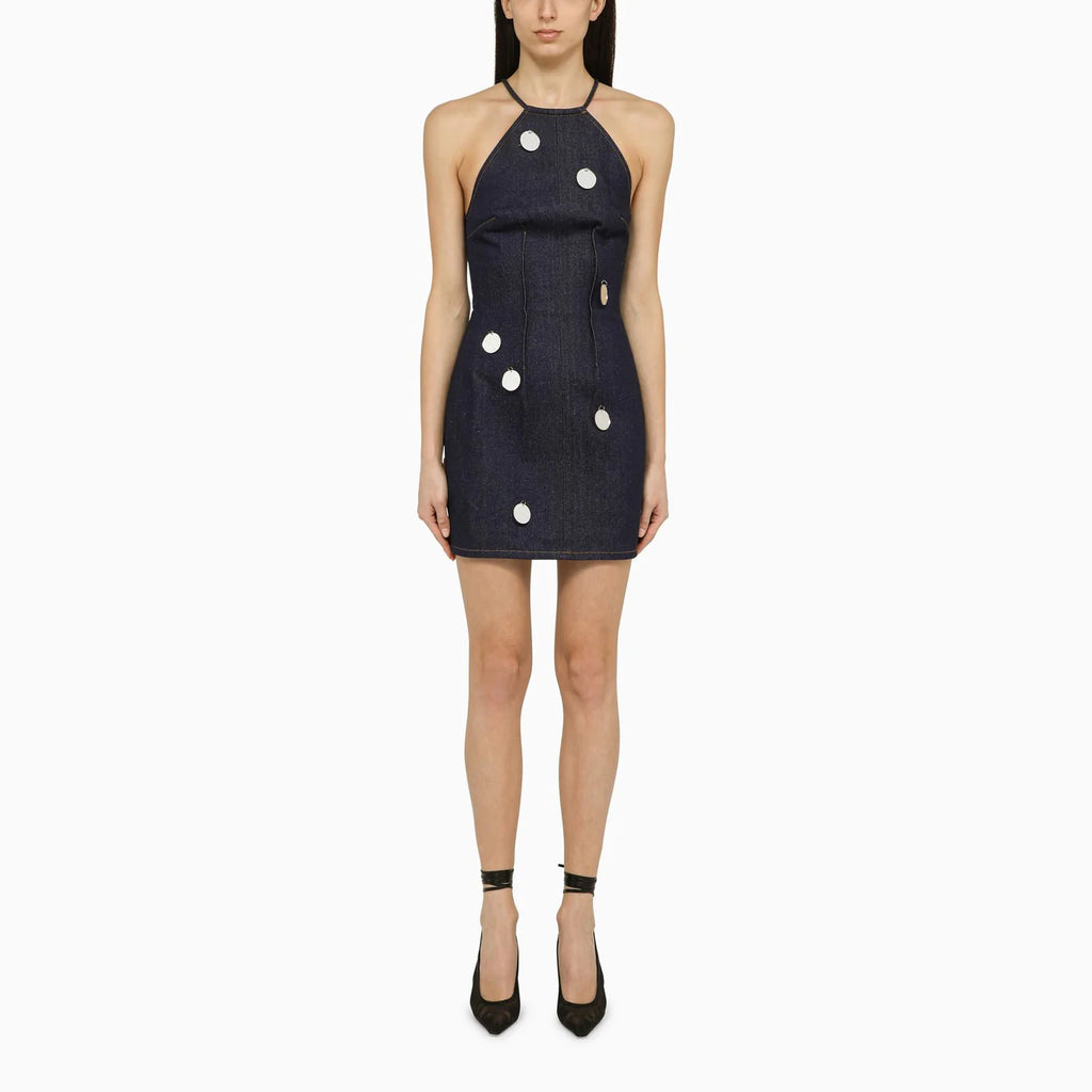 David Koma Blue denim mini dress with mirrors
