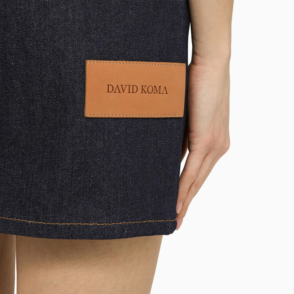 David Koma Blue denim mini dress with mirrors