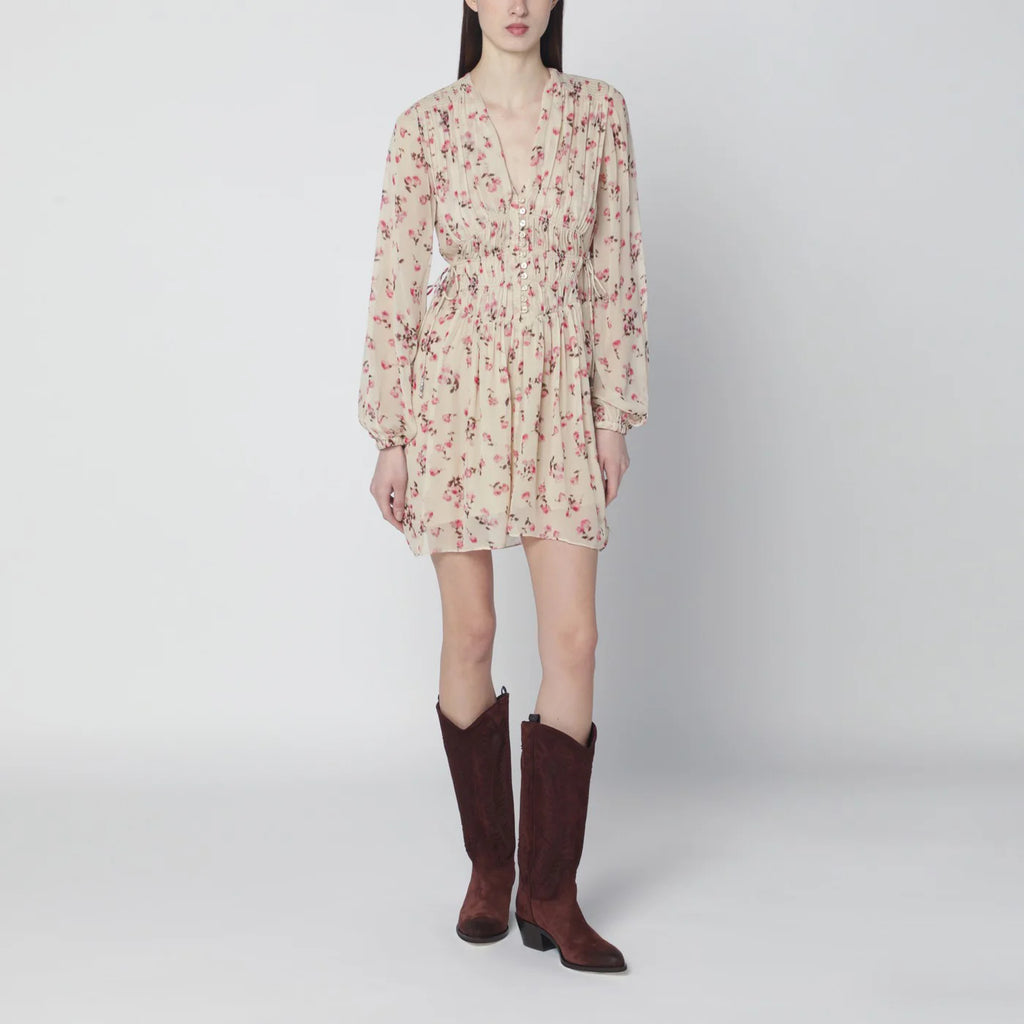 ISABEL MARANT Étoile Loriena beige dress with floral print