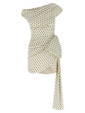 Self-Portrait Polka Dot Satin Tie Side Mini Dress