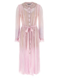 Self-Portrait Pink Pleated Georgette Midi Dresses