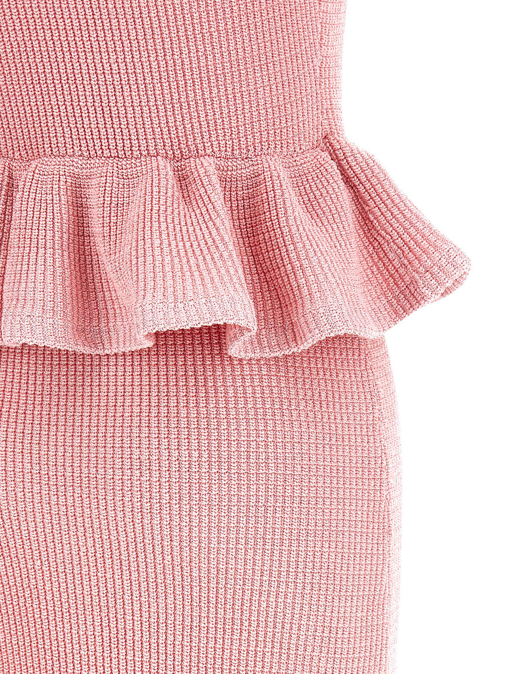 Self-Portrait Pink Peplum Knit Midi Dress
