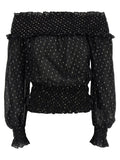 Self-Portrait Black And Gold Chiffon Top