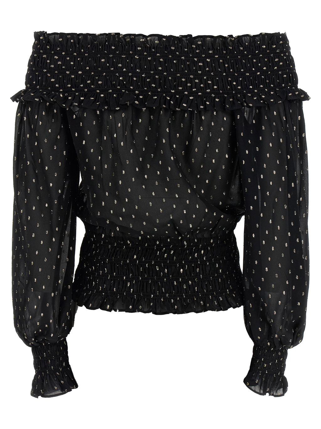 Self-Portrait Black And Gold Chiffon Top