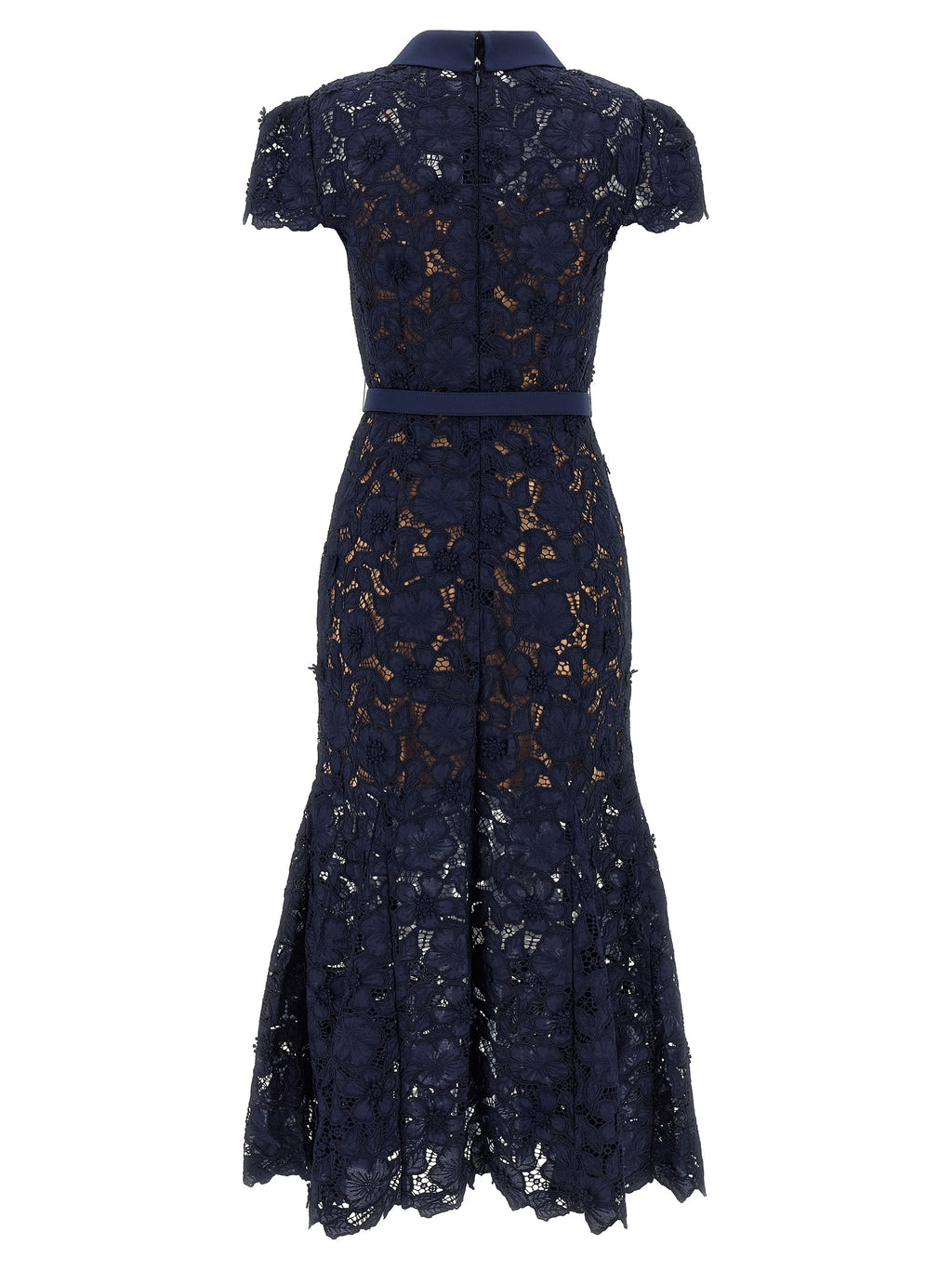 Self-Portrait Navy Guipure Lace Midi Dress
