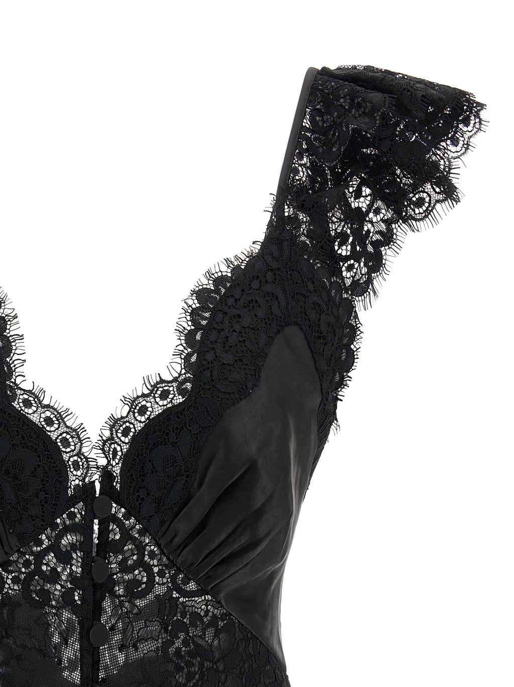 Self-Portrait Black Satin Lace Top