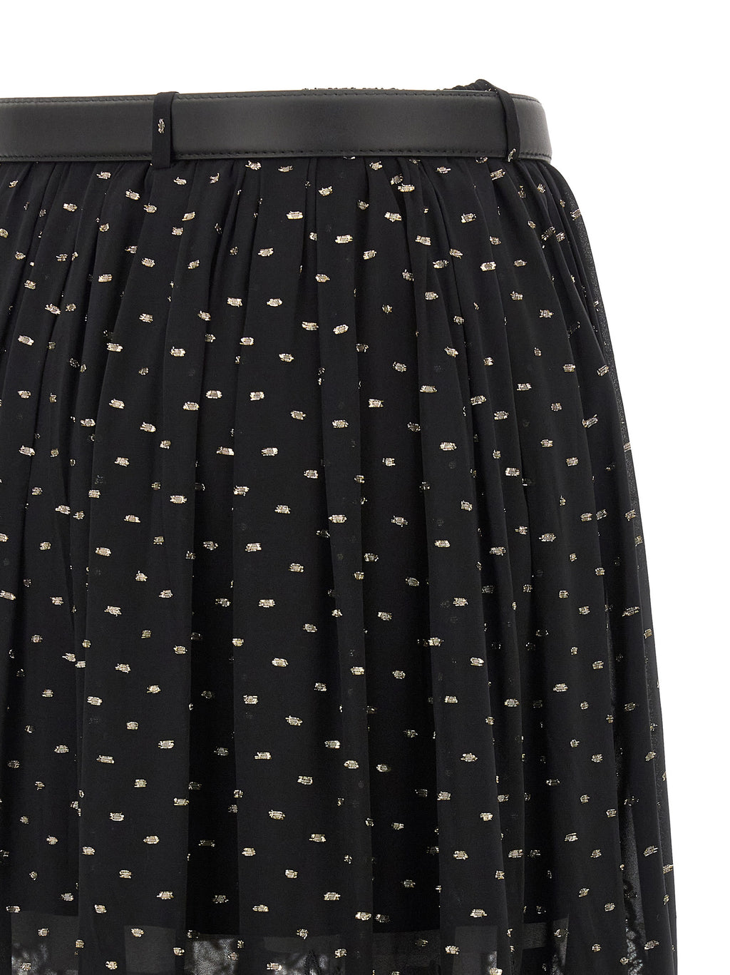 Self-Portrait Black And Gold Chiffon Lace Maxi Skirt