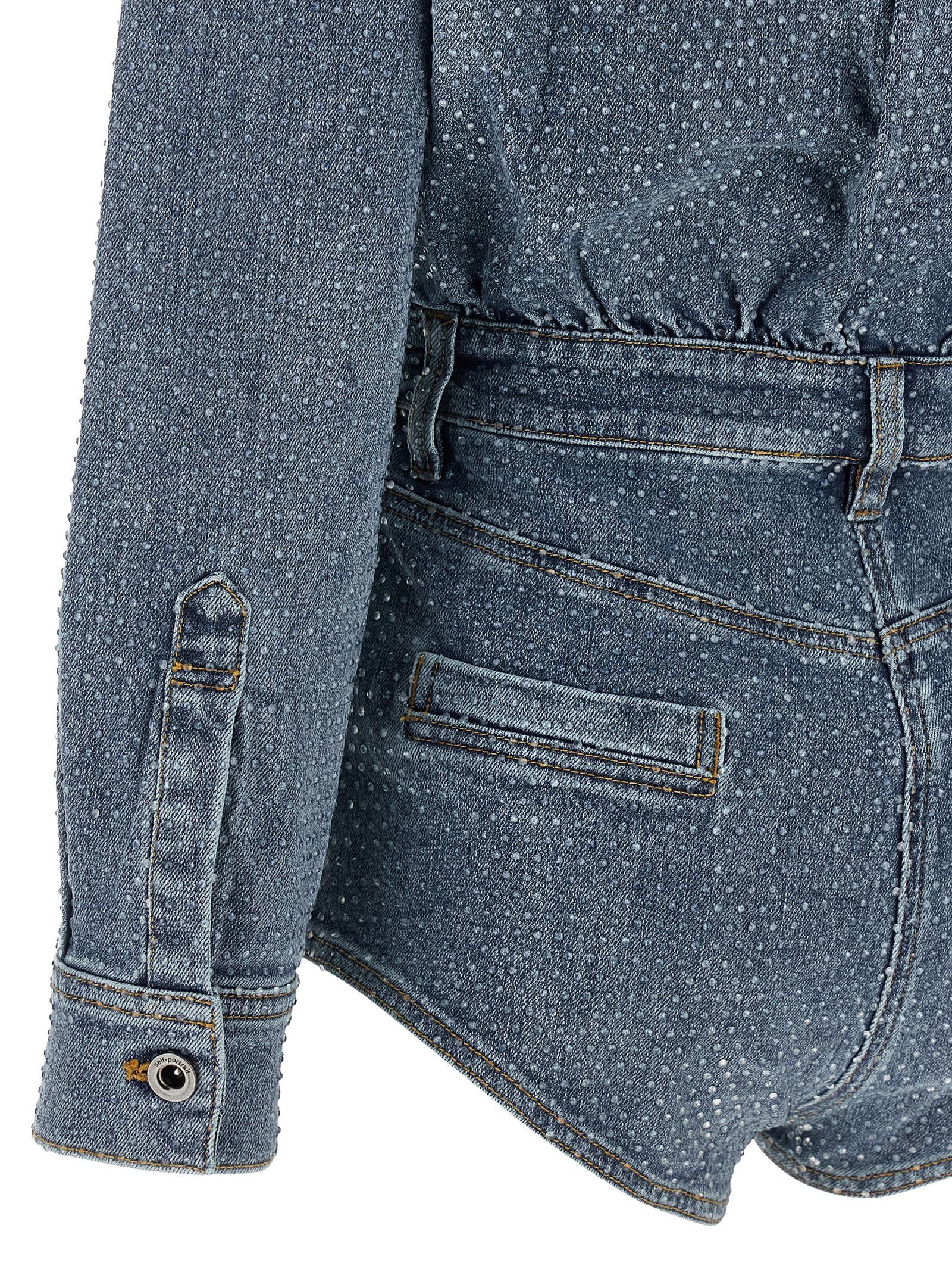 Self-Portrait Self Portrait Rhinestone Denim Jumpsuit