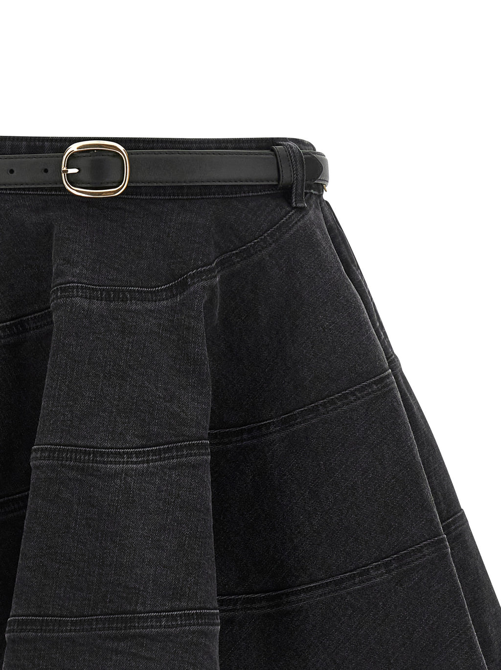 Self-Portrait Self Portrait Black Flared Denim Mini Skirt