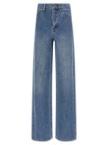 Self-Portrait Rhinestone Denim Straight Leg Jeans