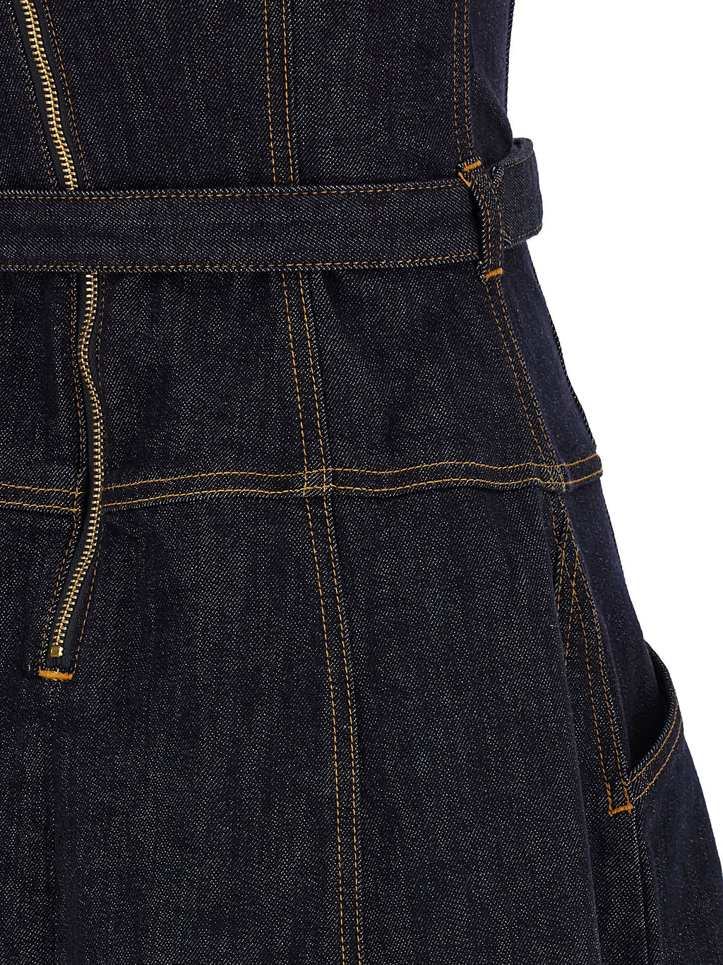 Self-Portrait Indigo Denim Flared Midi Dress
