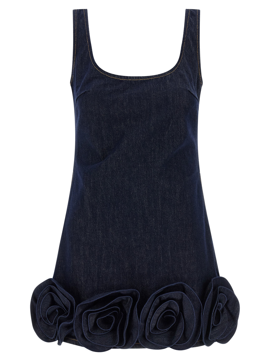 Self-Portrait Indigo Denim 3d Flower Mini Dress