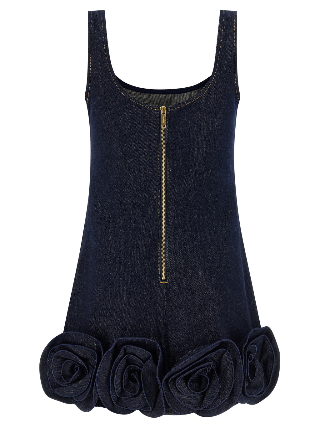 Self-Portrait Indigo Denim 3d Flower Mini Dress