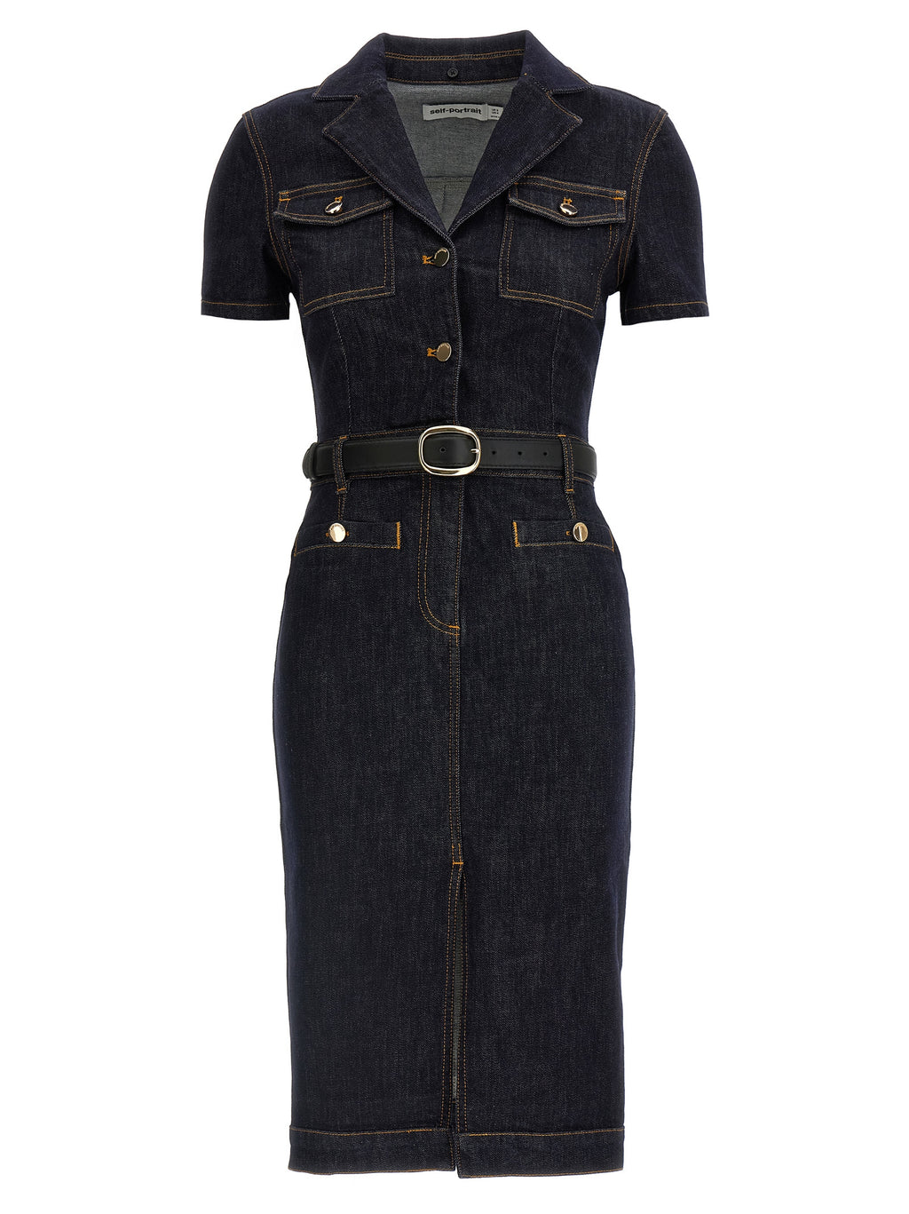 Self-Portrait Indigo Denim Midi Dress
